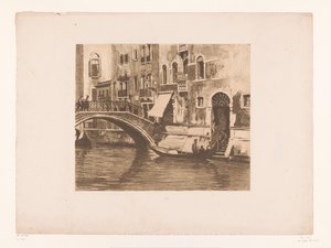 Gondola by a Bridge over a Canal in Venice by Willem Arnoldus Witsen