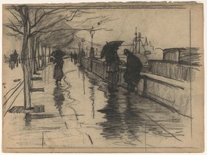 Rain, Thames Embankment in London