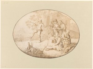 Elegant Couple Visiting a Group of Roma