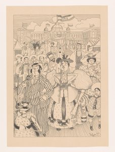 Caricatured Jewish Bathers on the Beach of Scheveningen by Willem van Konijnenburg