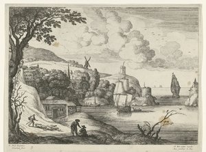 Village by a Bay, Italian Landscapes (series title) by Willem van Nieulandt (II)