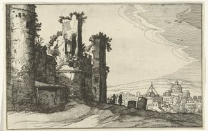 View of Rome from Monte Pincio (Roman Ruins and Coastal Landscapes series) by Willem van Nieulandt (II)