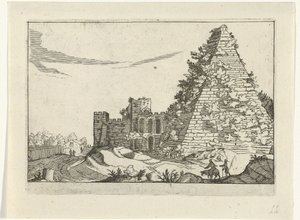 Pyramid of Gaius Cestius (Roman Ruins, Series 2) by Willem van Nieulandt (II)