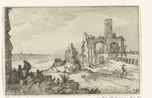 Ruins with Arches and a Tower by the Water (Roman Ruins and Coastal Landscapes) by Willem van Nieulandt (II)