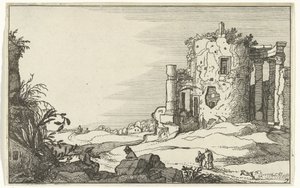 Ruins of a Temple Surrounded by Columns (Roman Ruins and Coastal Landscapes) by Willem van Nieulandt (II)