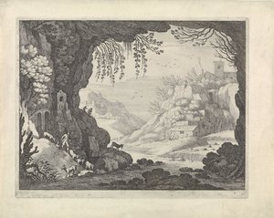 View of landscape from cave by Willem van Nieulandt (II)