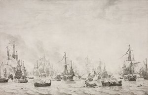 The Battle of the Downs by Willem van de Velde (I)