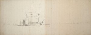 A Dutch ship at anchor off the land, c.1666 by Willem van de Velde the Younger