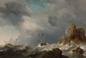 Ships in a Gale by Willem van de Velde the Younger