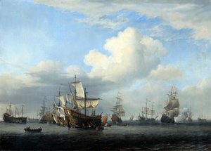 The Captured Swiftsure, Seven Oaks, Loyal George and Convertine by Willem van de Velde the Younger