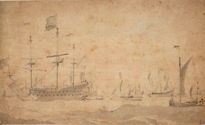 An English Flagship at Anchor, Possibly in June 1673
