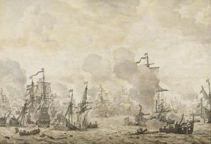 Episode from the Battle between the Dutch and Swedish Fleets in the Sound by Willem van de the Elder Velde