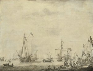 Royal Yacht and State Yacht Sail from Moerdijk with Charles II