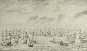 The Battle of Terheide by Willem van de the Elder Velde