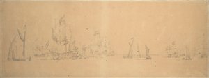 The Dutch fleet in light airs, c.1666 by Willem van de the Elder Velde
