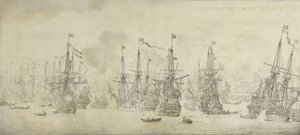 The Failed Attack of the English on the Return Fleet in the Port of Bergen by Willem van de the Elder Velde