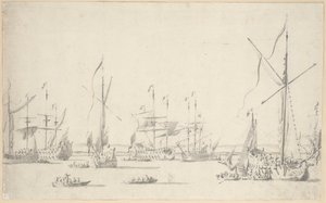 The Yachts and Ships at Anchor near Sheerness, c.1677 by Willem van de the Elder Velde