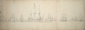 The day before the battle of Lowestoft, 2-12 June 1665 by Willem van de the Elder Velde