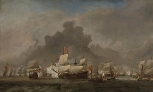 The Battle of Solebay, 7 June 1672 by Willem van de the Younger Velde