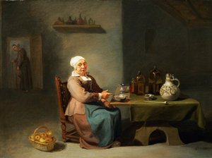 A Woman in a Kitchen by Willem van the Elder Herp