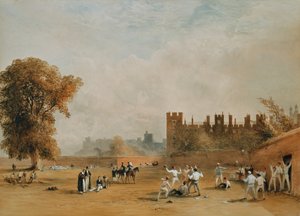 The Wall Game, Good Calx a Shy at Goal. c.1835 by William  Evans