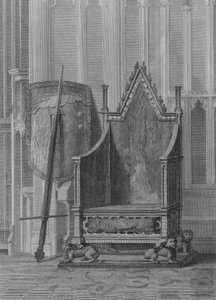The Coronation Chair of the English Sovereigns, with the Shield and Sword of State of Edward the Third, Westminster Abbey