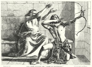 King Joash shooting the Arrow of Deliverance (engraving) by William (after) Dyce