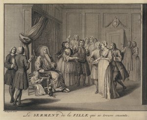 A Woman Swearing a Child to a Grave Citizen by William (after) Hogarth