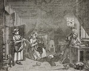 Afflicted poet, after painting by William Hogarth by William (after) Hogarth
