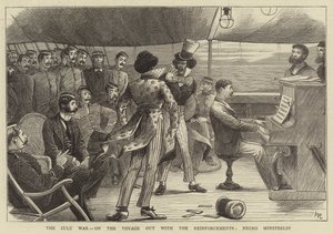 The Zulu War, on the Voyage out with the Reinforcements, black Minstrelsy (engraving) by William (after) Ralston
