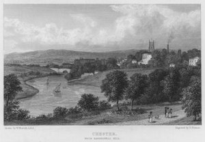 Chester, from Barrelwell Hill (engraving) by William (after) Westall