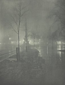 Wet Night, Columbus Circle, New York by William A. Fraser