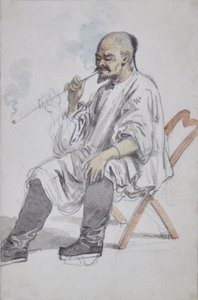Seated Chinese Man Smoking by William Alexander