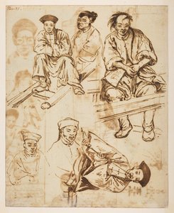 Figure studies, Chinese men, from an Album of 372 drawings of landscapes, coastlines, costumes and everyday life made during Lord Macartney
