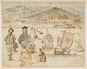 Figure Studies, with Boats, from an Album of 372 Drawings of Landscapes, Coastlines, Costumes and Everyday Life