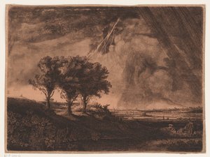 Three Trees with Lightning Bolt