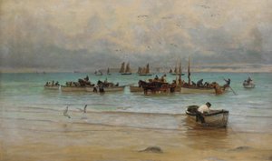 Loading Fish at Low Tide, St. Ives by William Banks Fortescue