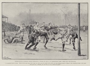 International Football Match (England v Wales) on 6 January, at Birkenhead Park, First Try for England by William Barnes Wollen
