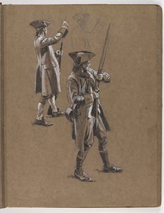 Study for the Oil Painting by William Barns Wollen, The Battle of Lexington 1775 by William Barnes Wollen