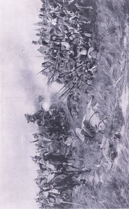 The 28th Gloucester Regiment Receiving French Cavalry at Waterloo 18th June 1815 by William Barnes Wollen