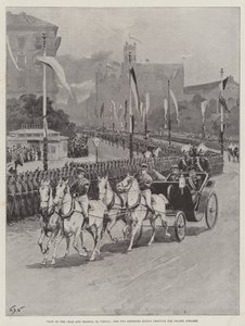 Visit of the Czar and Czarina to Vienna, the Two Emperors riding through the Prater Strasse