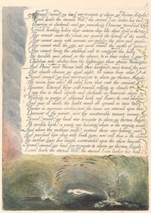 America. A Prophecy, Plate 11, Sound! Sound! My Loud War-Trumpets.... by William Blake