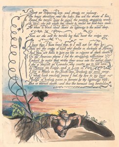 America. A Prophecy, Plate 4, Silent as despairing love.... by William Blake