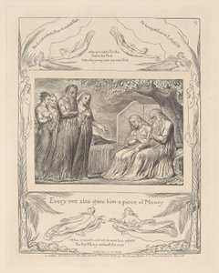 Book of Job, Plate 19, Every One also Gave Him a Piece of Money by William Blake