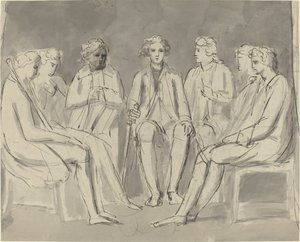 Group of Men Seated in a Circle (recto) by William Blake