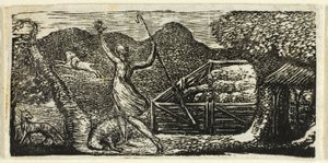 Shepherd Chases Away Wolf, from The Pastorals of Virgil by William Blake