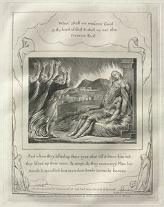 The Book of Job: No. 7, And When they had lifted up their eyes afar off and knew him not, they lifted up their voices and wept by William Blake
