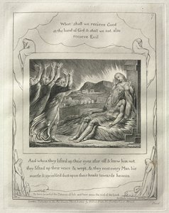 The Book of Job: No. 7, And When They Had Lifted Up Their Eyes Afar Off and Knew Him Not..., 1825 by William Blake