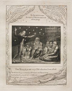 The Book of Job: Pl. 12, I am Young and ye are very Old wherefore I was afraid by William Blake