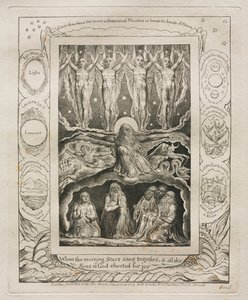 The Book of Job: Pl. 14, When the morning Stars sang together, and all the Sons of God shouted for joy by William Blake